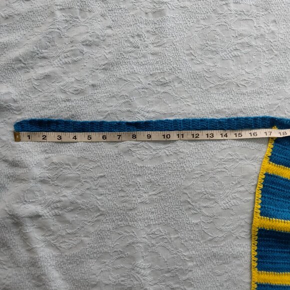 Vintage 80's Small Crochet Apron Blue & Yellow in Great Condition - Picture 9 of 9
